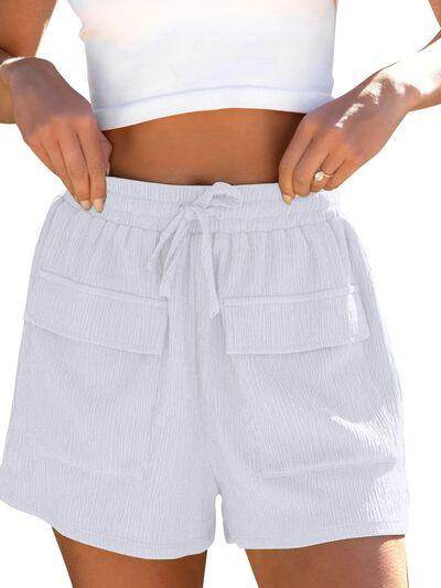 Drawstring High Waist Shorts with Pockets for Women