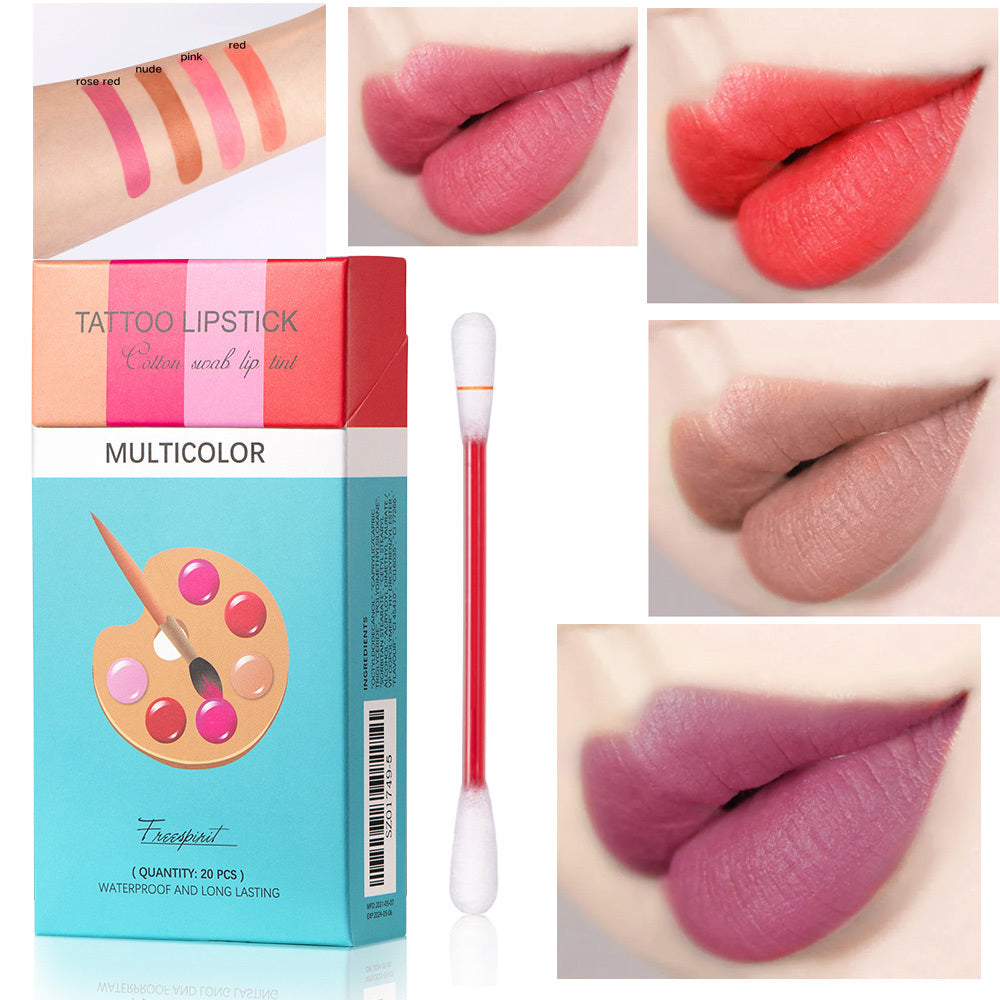 20 Pcs Cotton Swab Lipsticks Portable Waterproof