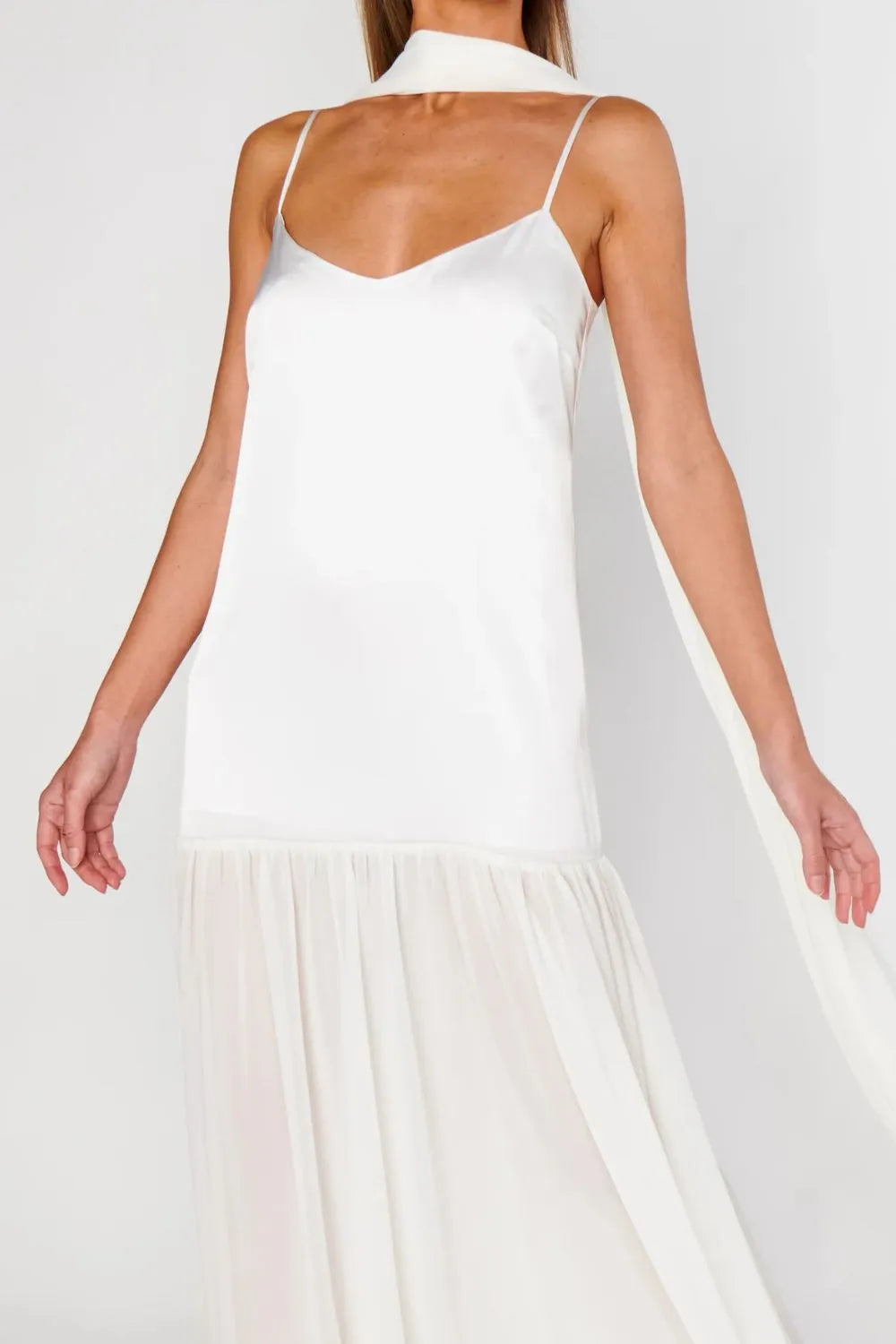 Adjustable Strap Maxi Cami Dress with Scarf