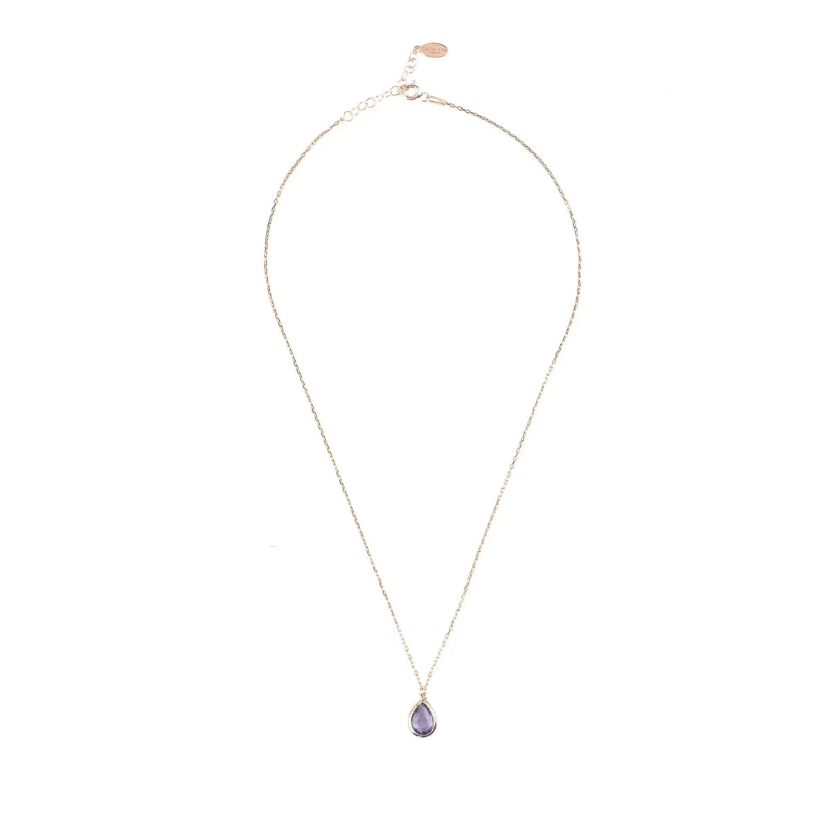Pisa Mini Teardrop Necklace Rosegold Amethyst