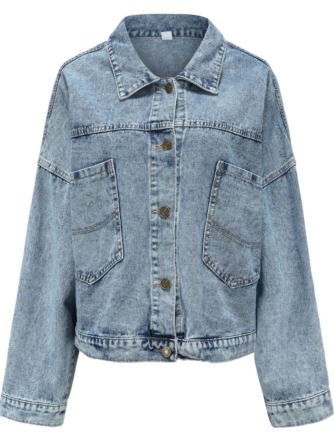 Button Down Drop Shoulder Denim Jacket