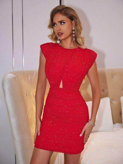 Cutout Ruched Round Neck Dress for Stylish Comfort