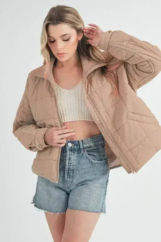 Aemi + Co Quilted Zip Up Puffer Jacket