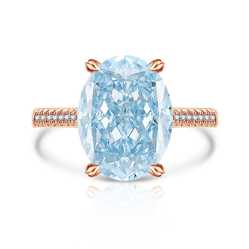 Female Versatile Casual Papalacha High Carbon Diamond Ice Flower Ring