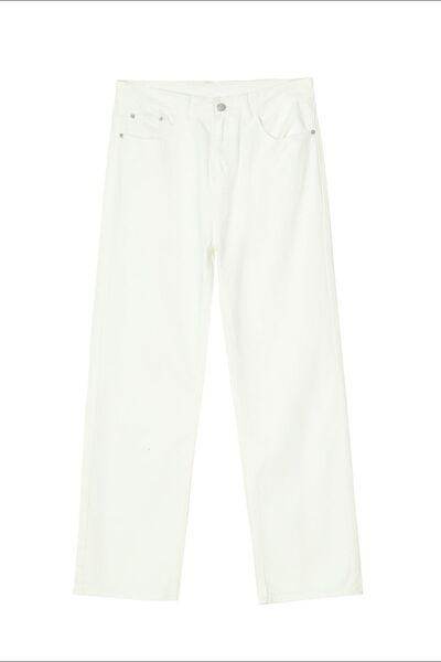 Straight Leg Jeans with Pockets for All-Day Comfort