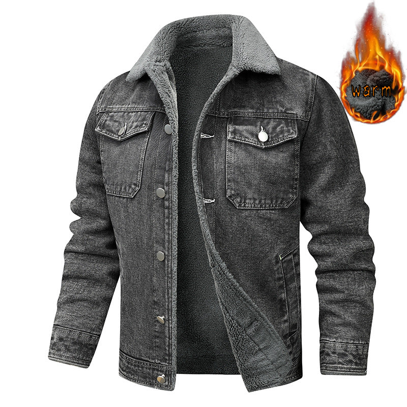 Denim Coat Fleece-lined Men Fashion Brands Jacket