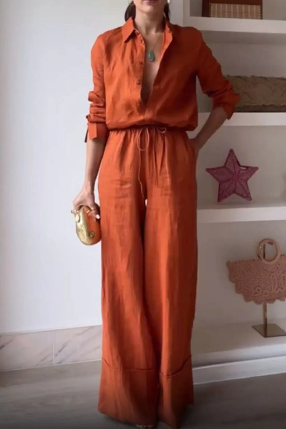 Button Down Shirt and Drawstring Pants