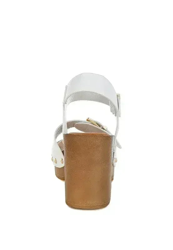 Ompasa Genuine Leather Clog Sandals