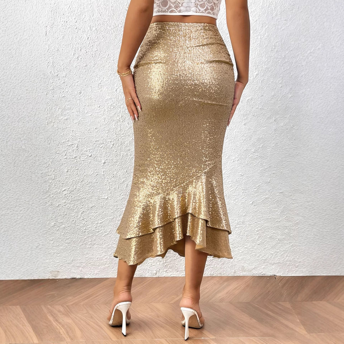 Womens Low-rise Shimmering Mermaid Skirt