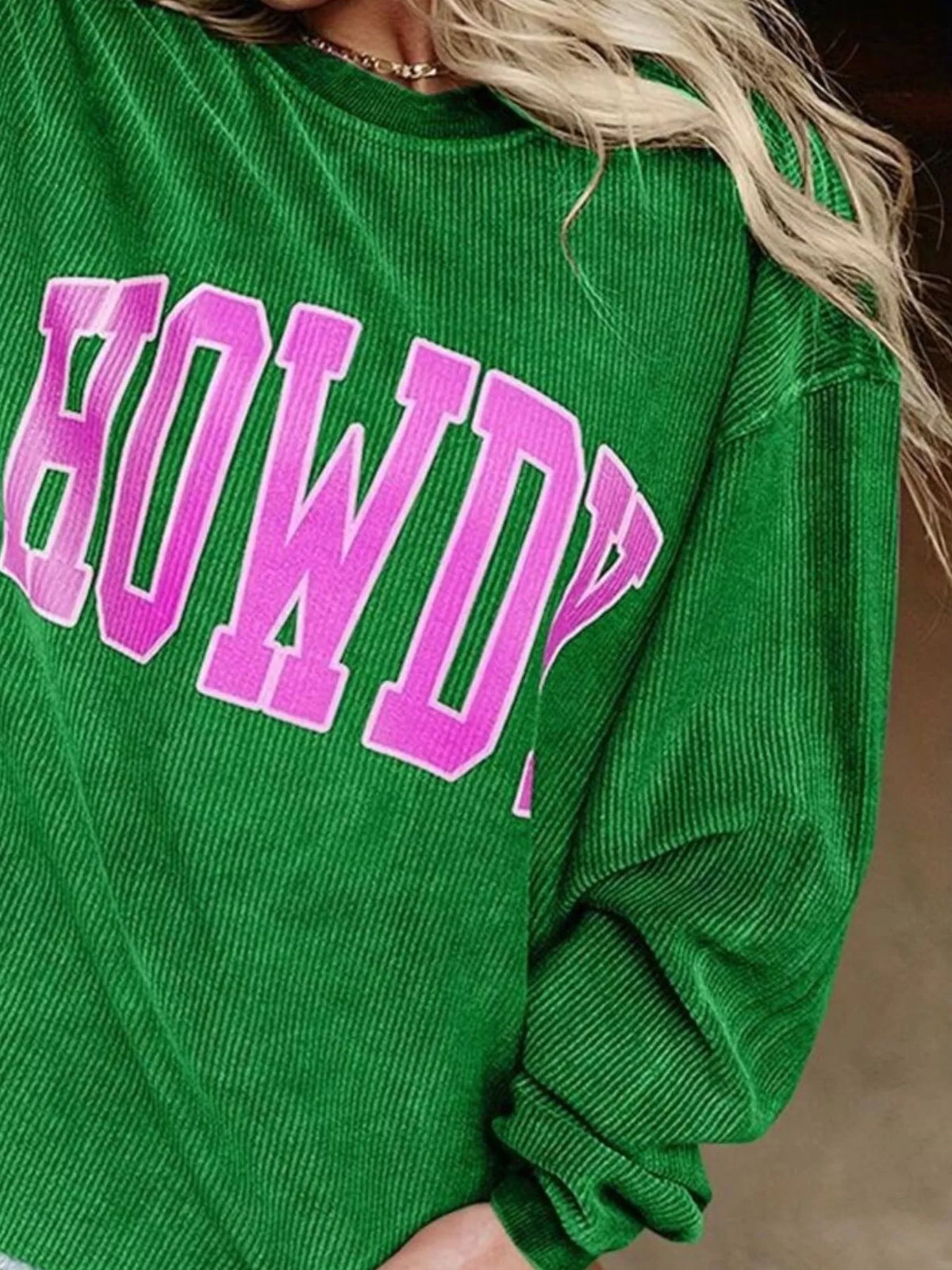 Full Size Howdy Round Neck Oversized Sweatshirt Plus Size