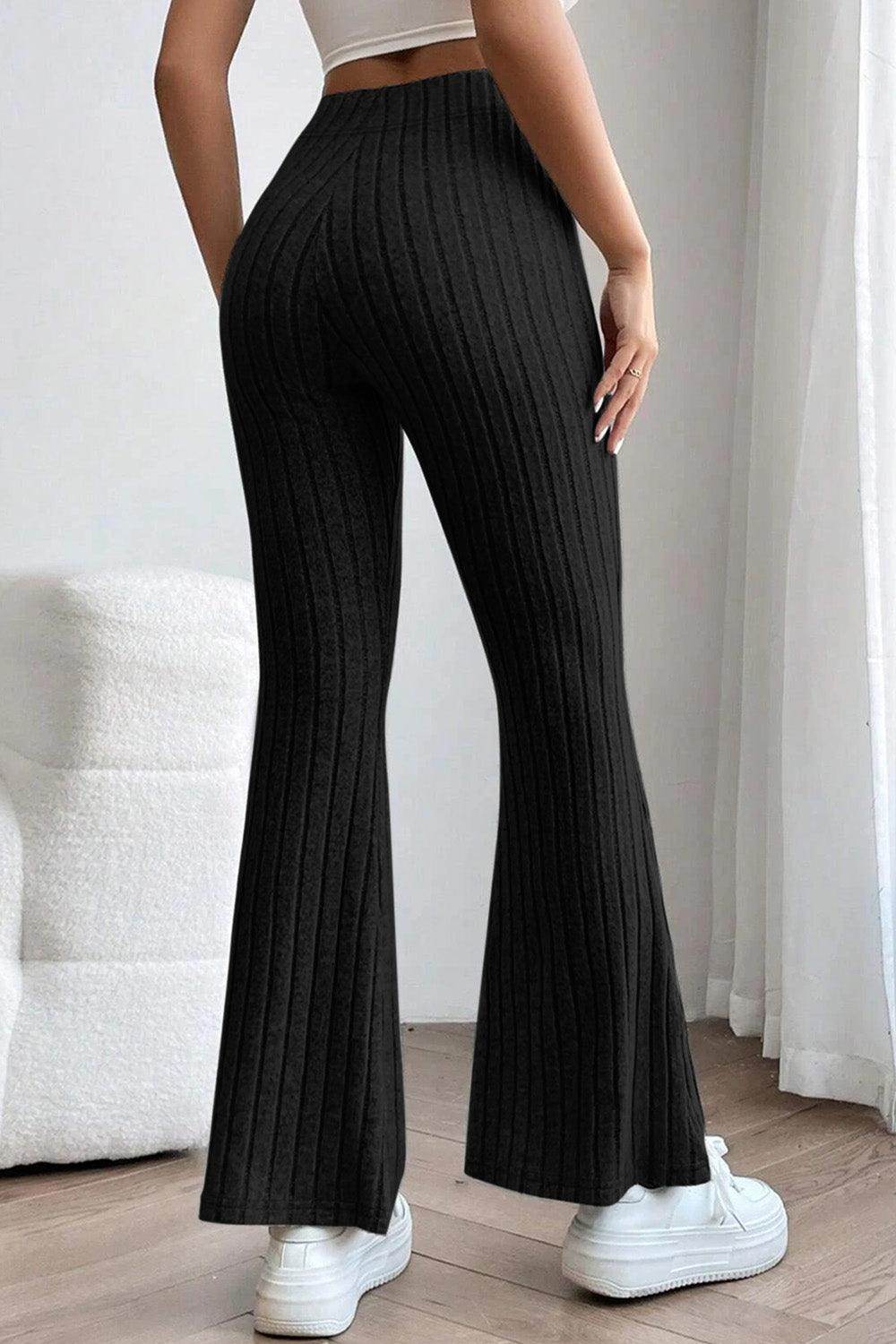 Basic Bae Full Size Ribbed High Waist Flare Pants for Women