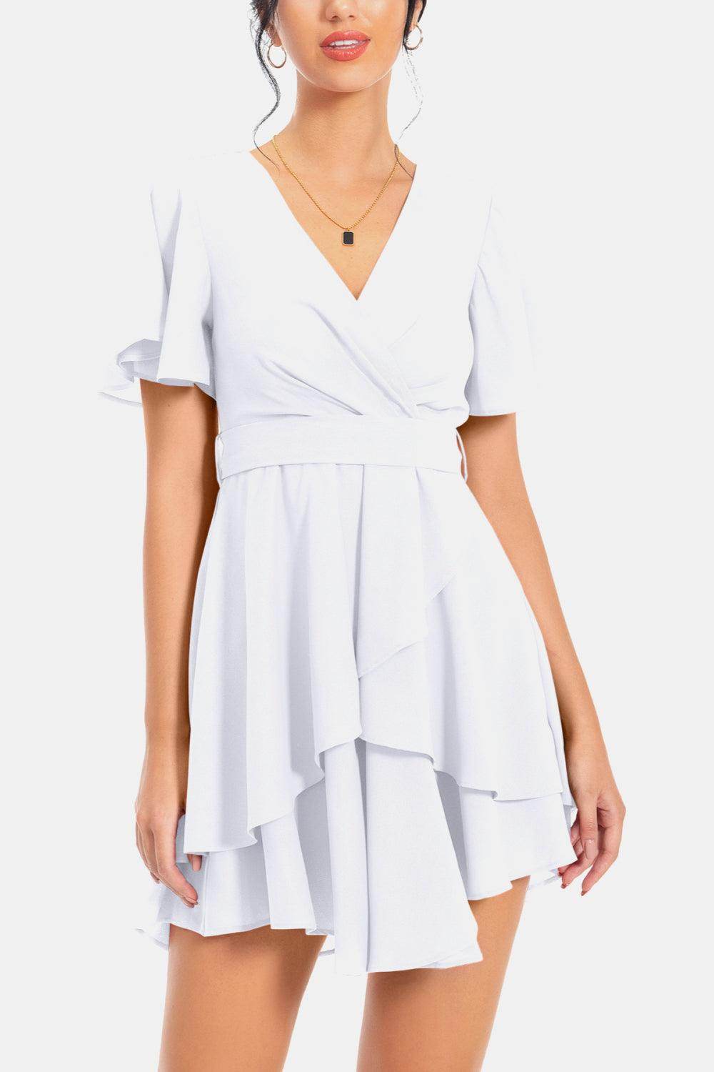 Surplice Neck Flutter Sleeve Dress for Chic Summer Style
