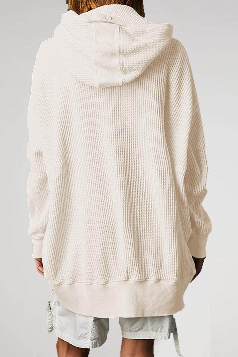 Zip-Up Long Sleeve Jacket with Hood and Pockets for Comfort