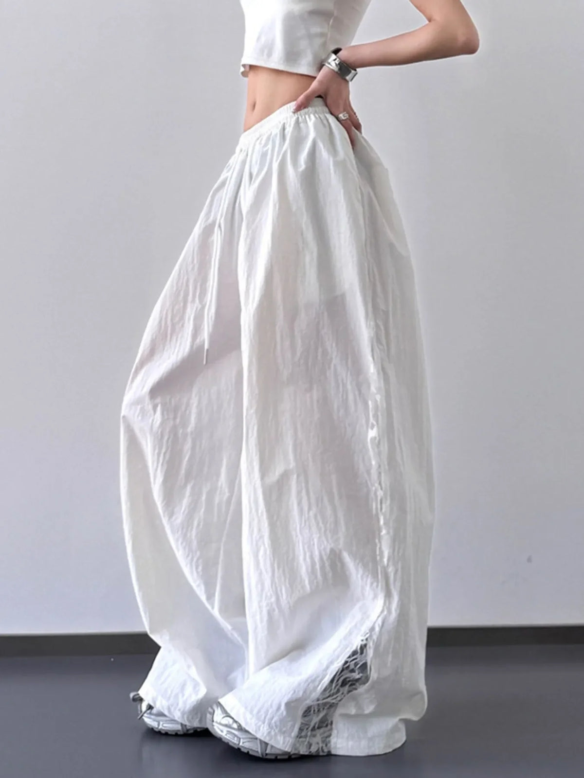 Elastic Waist Wide-Leg Pants