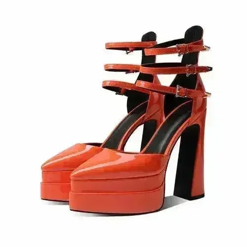 Pointed Toe High Heel Hollow Sandals - 14.5cm Platform Pumps | Femstylo