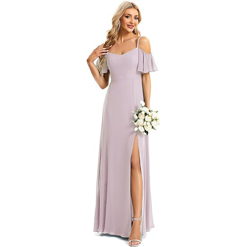 Off-shoulder Chiffon Maxi Dress, Womens Evening Gown