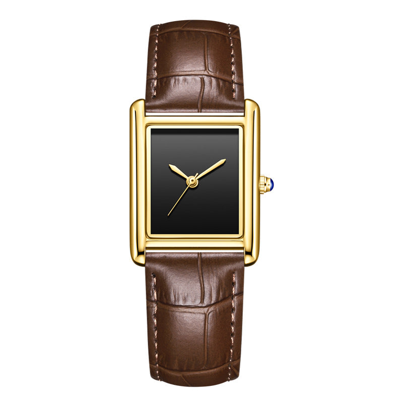 Couple Leather Watch Strap Simple Square Student&