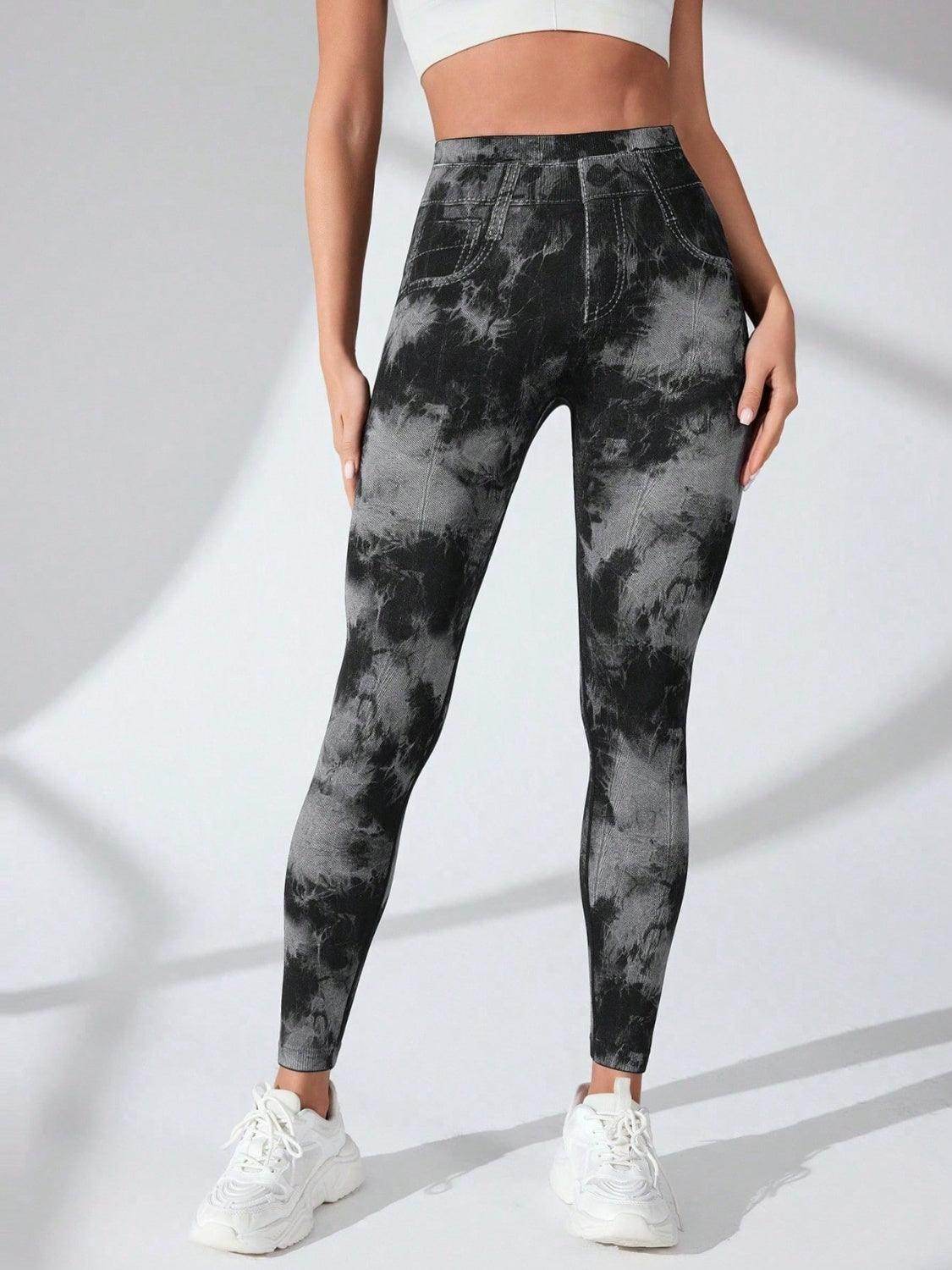 Tie-Dye High Waist Active Leggings with Pockets for Comfort