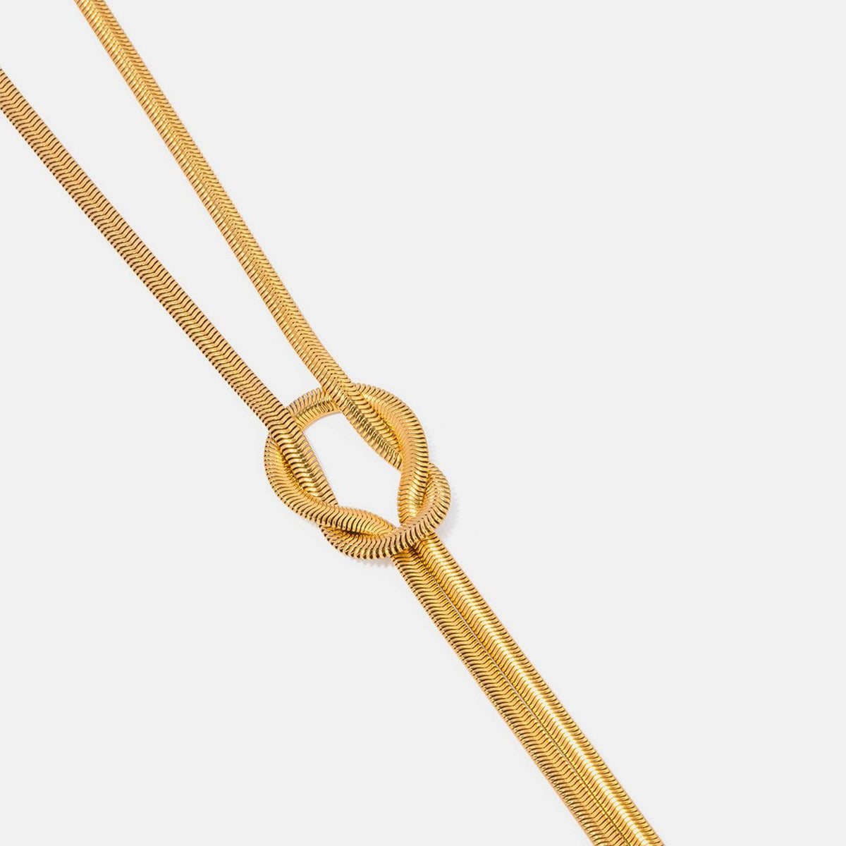 Double Layered Knot Herringbone Choker Necklace in Silver