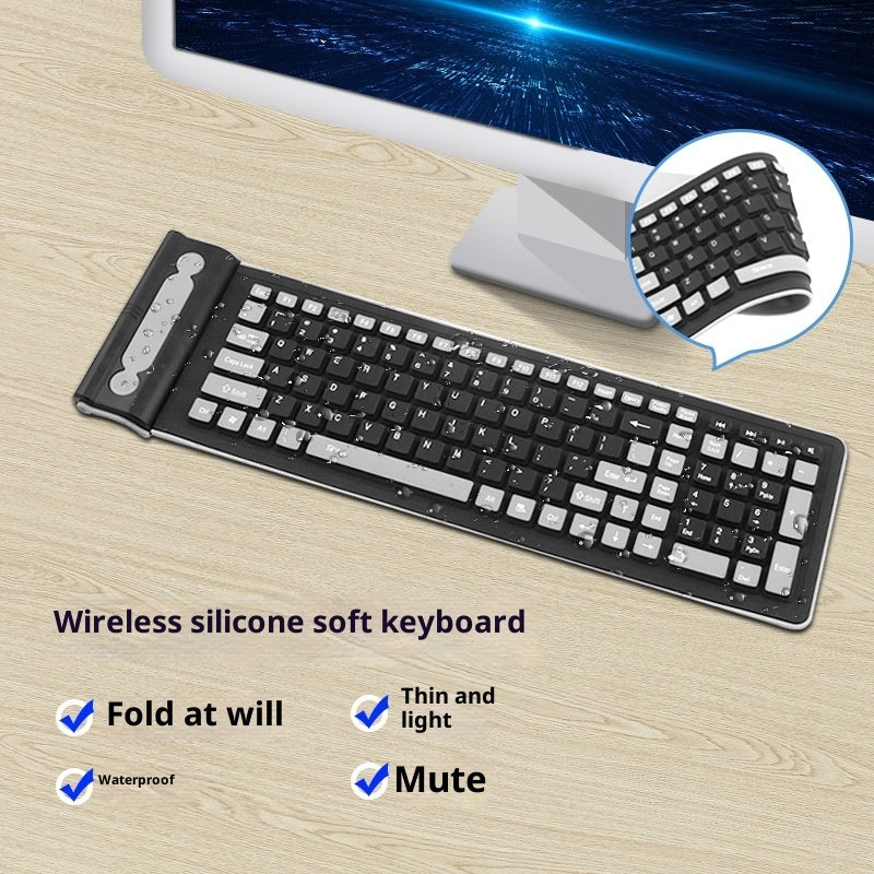 24g Wireless Mute Folding Keyboard Waterproof Silicone Portable