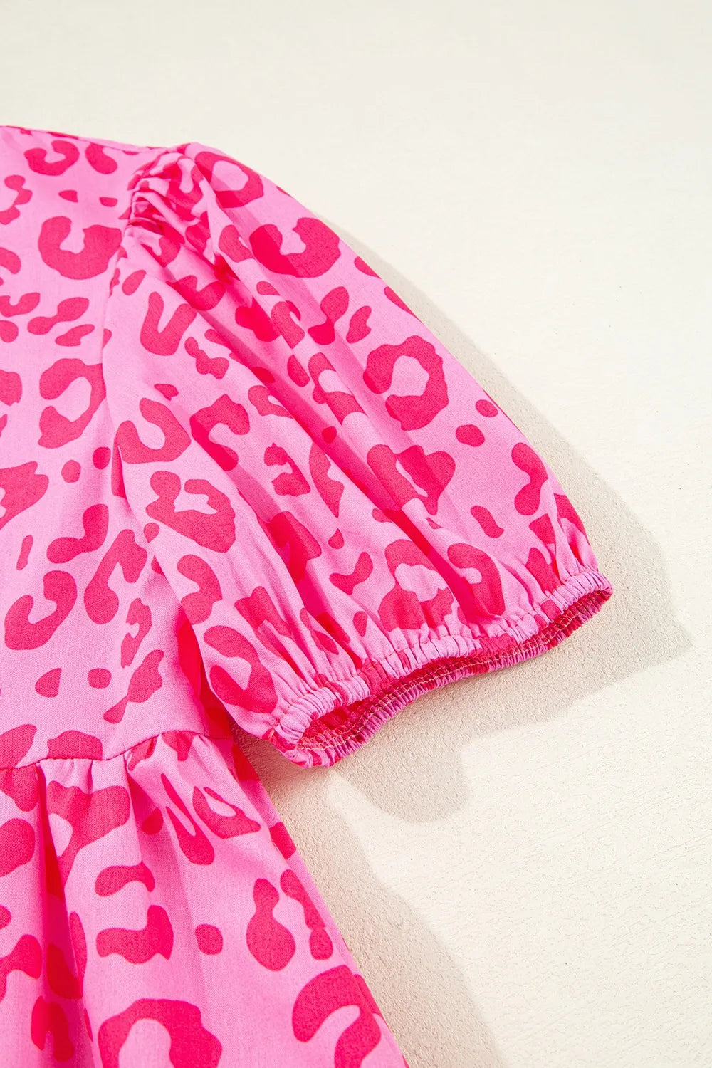 Leopard Tie Front Puff Sleeve Dress