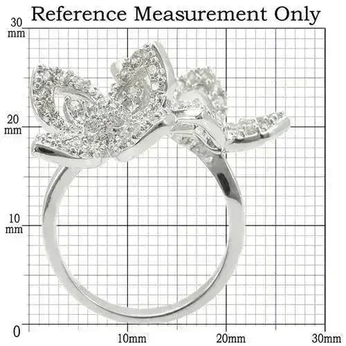 0W336 - Rhodium Brass Ring with AAA Grade CZ in Clear