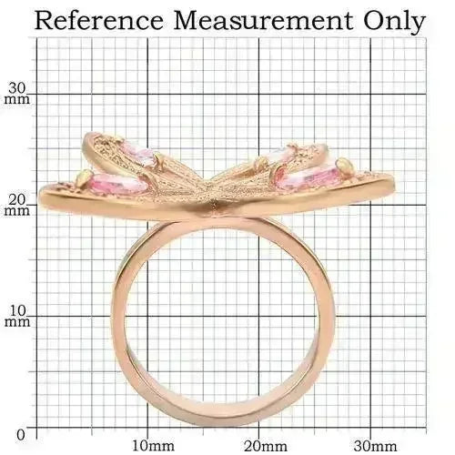 0W381 - Rose Gold Brass Ring with AAA Grade CZ in Rose