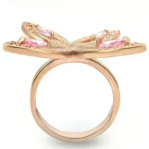 0W381 - Rose Gold Brass Ring with AAA Grade CZ in Rose