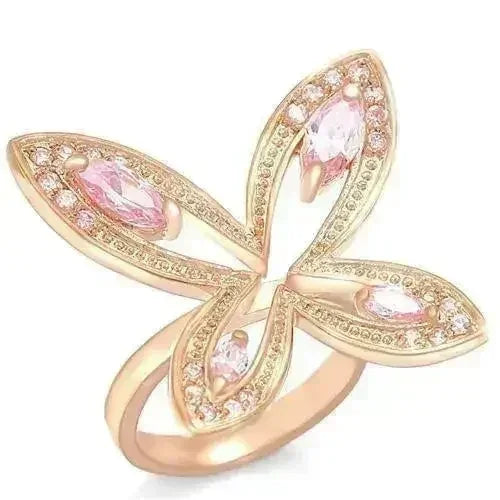 0W381 - Rose Gold Brass Ring with AAA Grade CZ in Rose