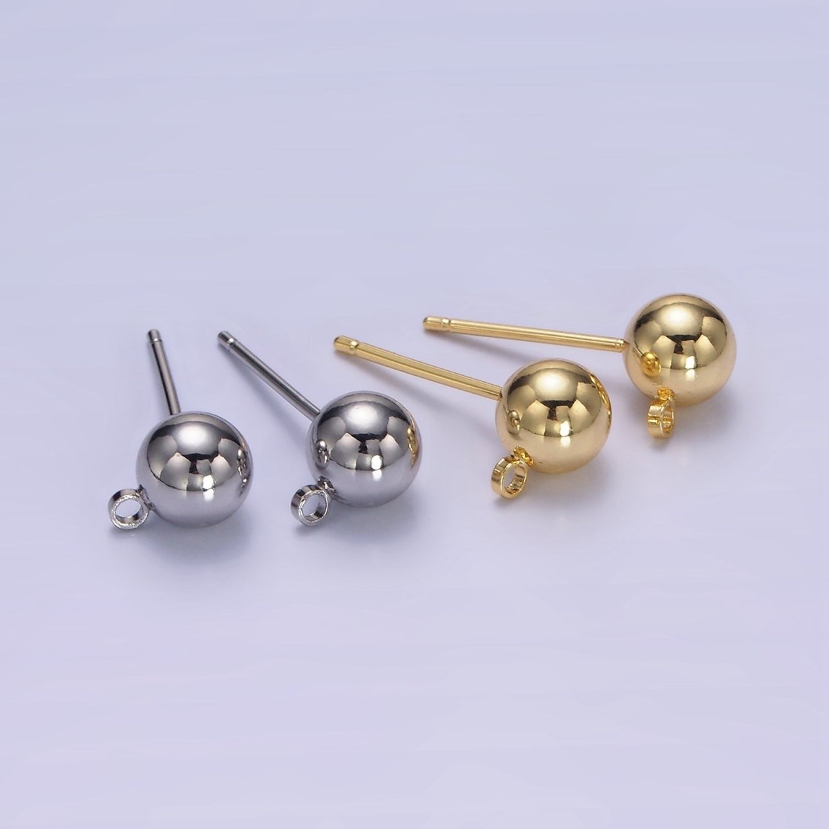 1 pair 3,5,6mm Small Ball Stud Earrings Ball 14K Gold Filled Post Earring with Closed Loop for Earring Supply Z-673 Z-678