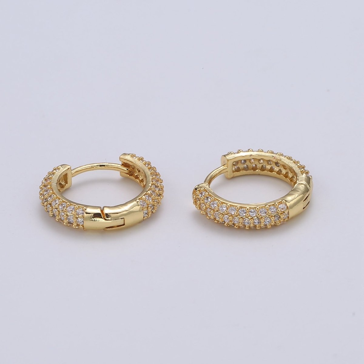 1 pair Hoops - Black, Blue, Clear, Red, Green, Multi-color Zirconia or Teal Gold CZ earrings - 24K Gold Huggie hoops Q-434 - Q-439