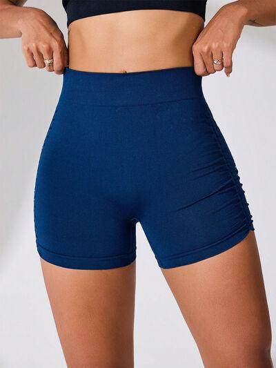 Side Ruched High Rise Active Shorts for Women Fitness
