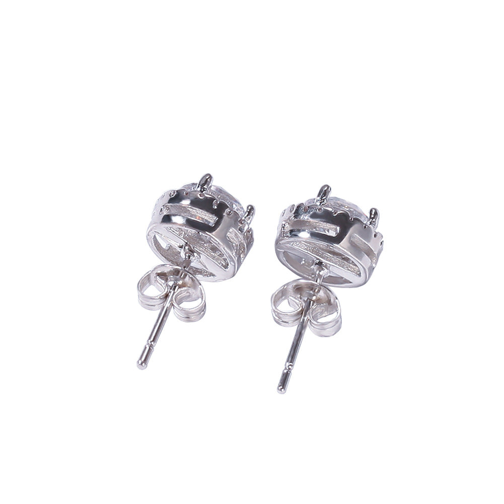 Hip Hop Four-Prong Black Zircon Earrings