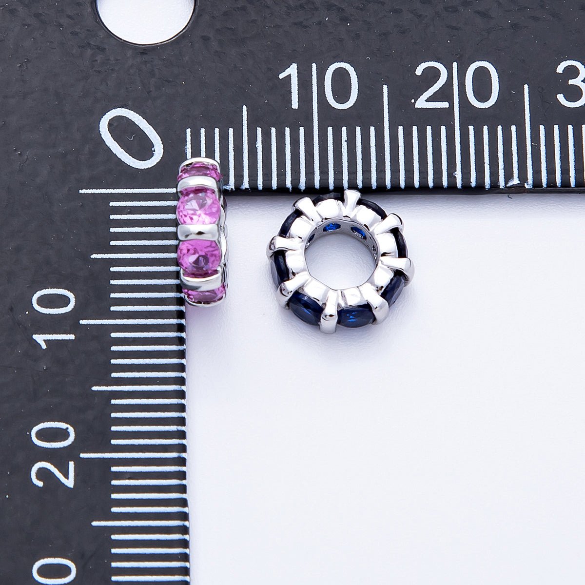 10.5mm Personalized Birthstone Micro Paved Round CZ Rondelle Spacer Set | Beads-00101 ~ Beads-00112
