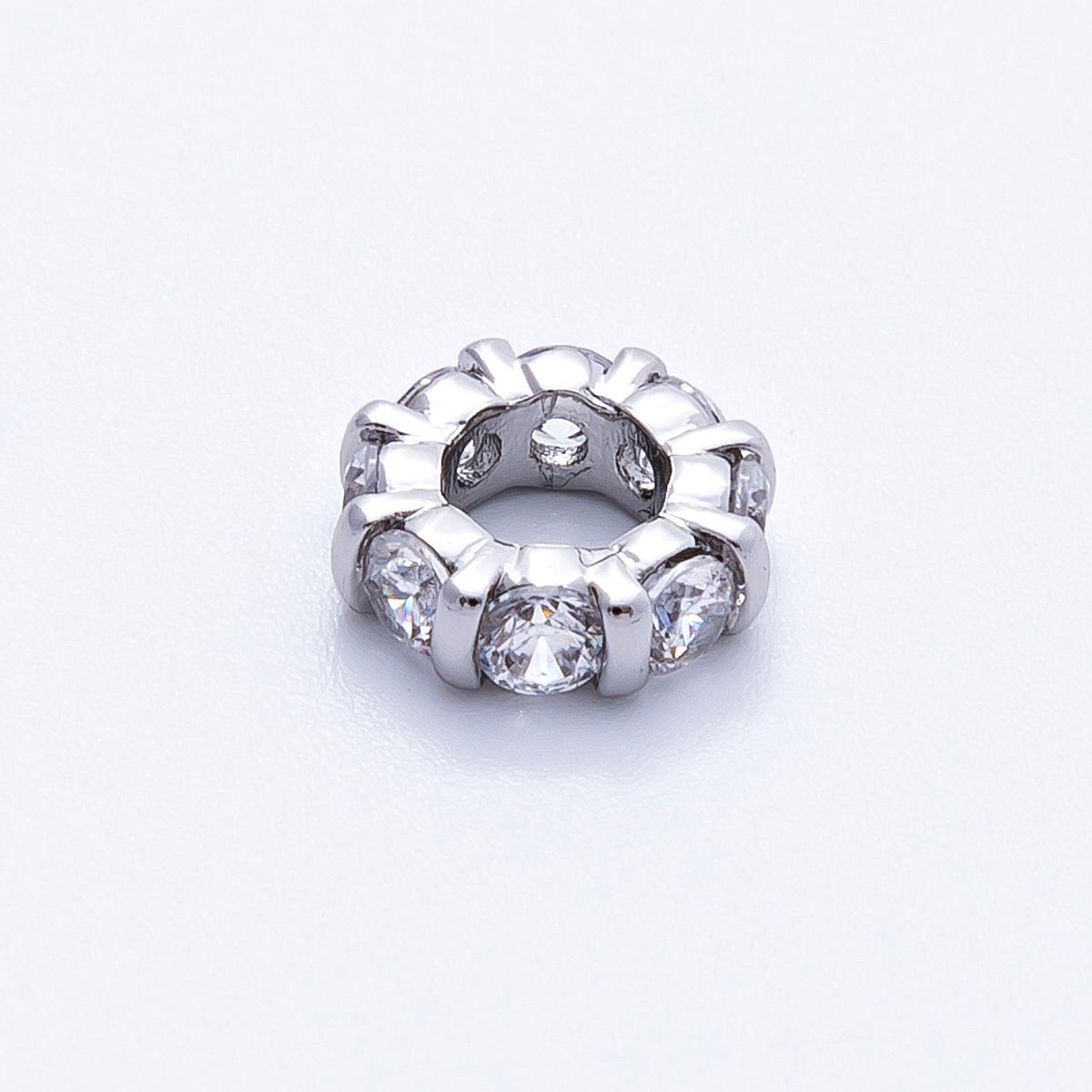 10.5mm Personalized Birthstone Micro Paved Round CZ Rondelle Spacer Set | Beads-00101 ~ Beads-00112