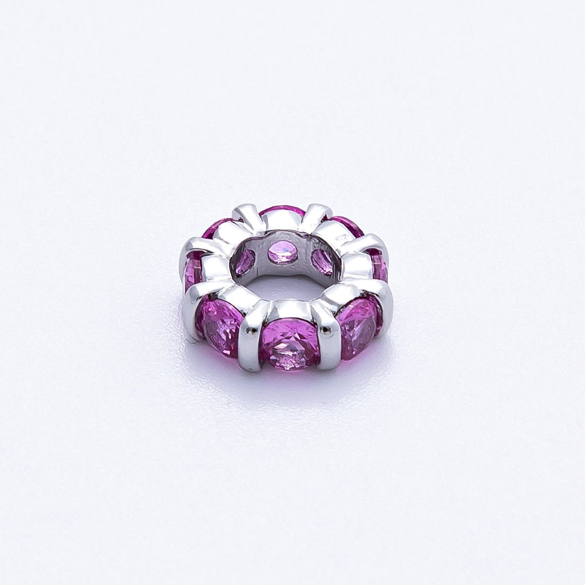 10.5mm Personalized Birthstone Micro Paved Round CZ Rondelle Spacer Set | Beads-00101 ~ Beads-00112