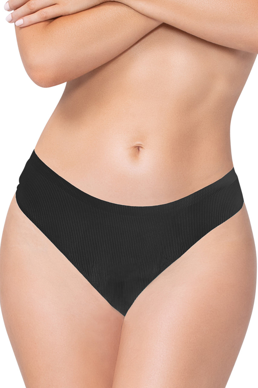 Black Shadow Stripe Thong Panty