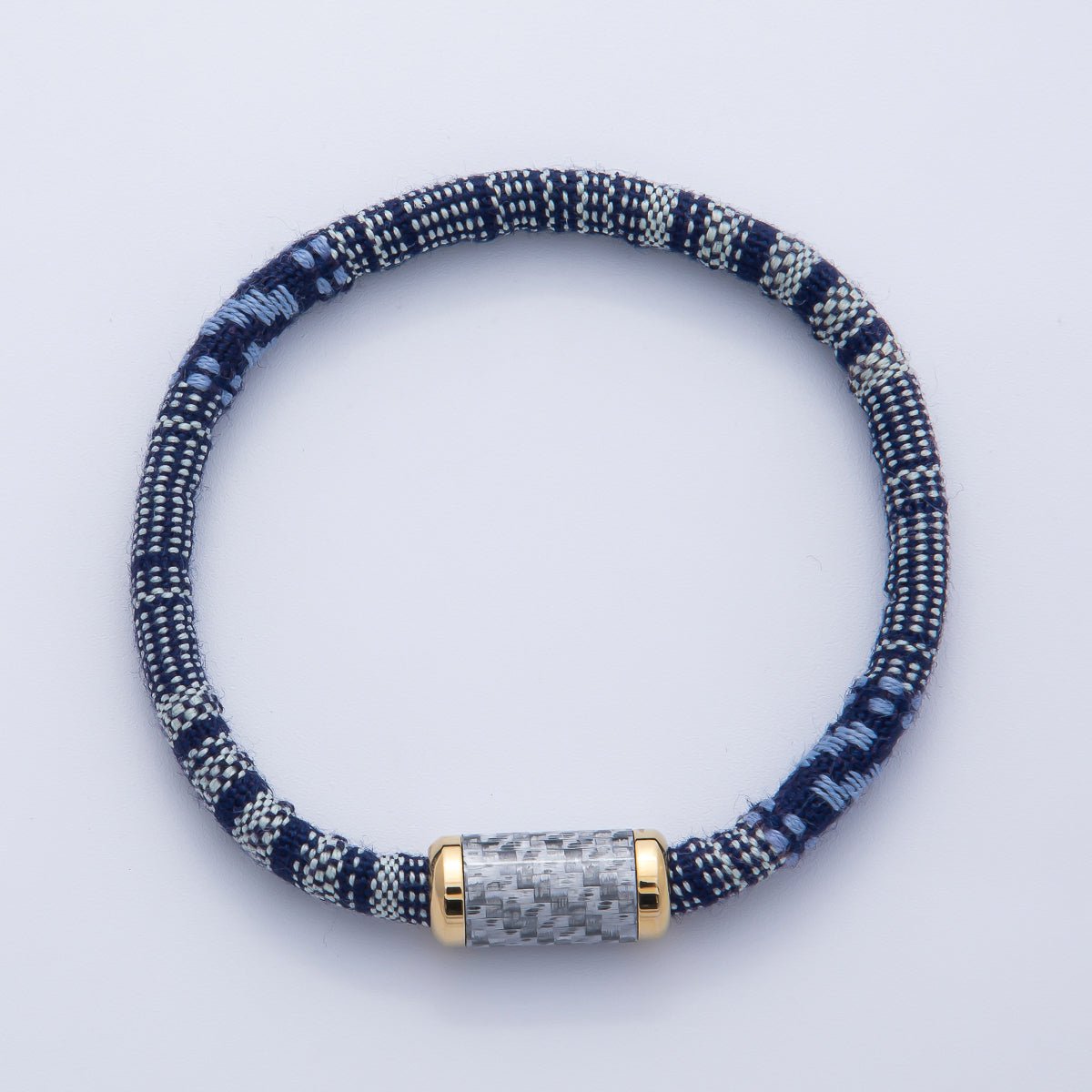 10mm Blue Woven Embroidered Fabric Cord 8.86 Inch Bracelet | WA-3963