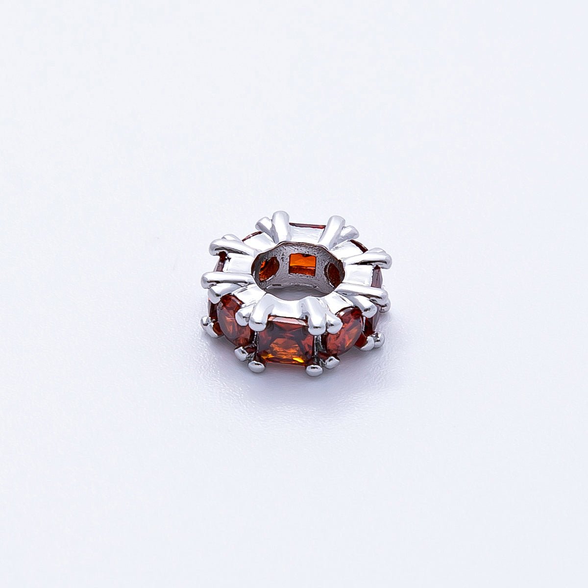 10mm Personalized Baguette Birthstone CZ Rondelle Spacer Set | Beads-00077 ~ Beads-00088