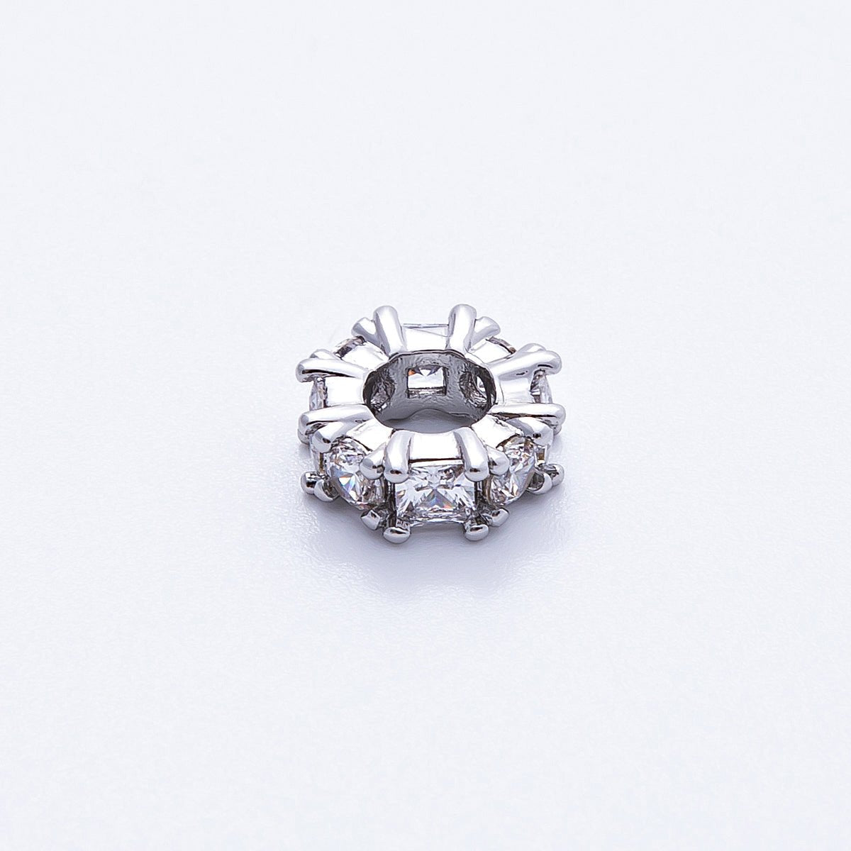 10mm Personalized Baguette Birthstone CZ Rondelle Spacer Set | Beads-00077 ~ Beads-00088