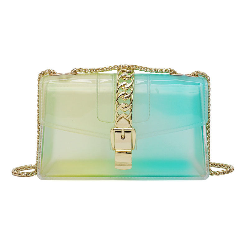 Mini summer transparent jelly bag, candy color silicone color bag, versatile chain small crossbody bag