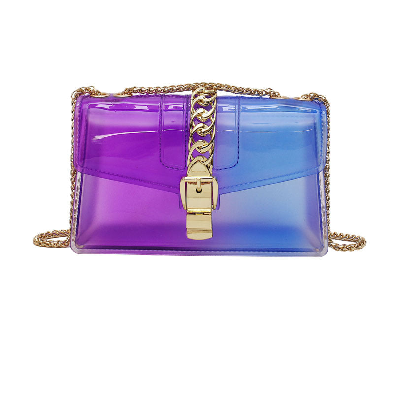 Mini summer transparent jelly bag, candy color silicone color bag, versatile chain small crossbody bag