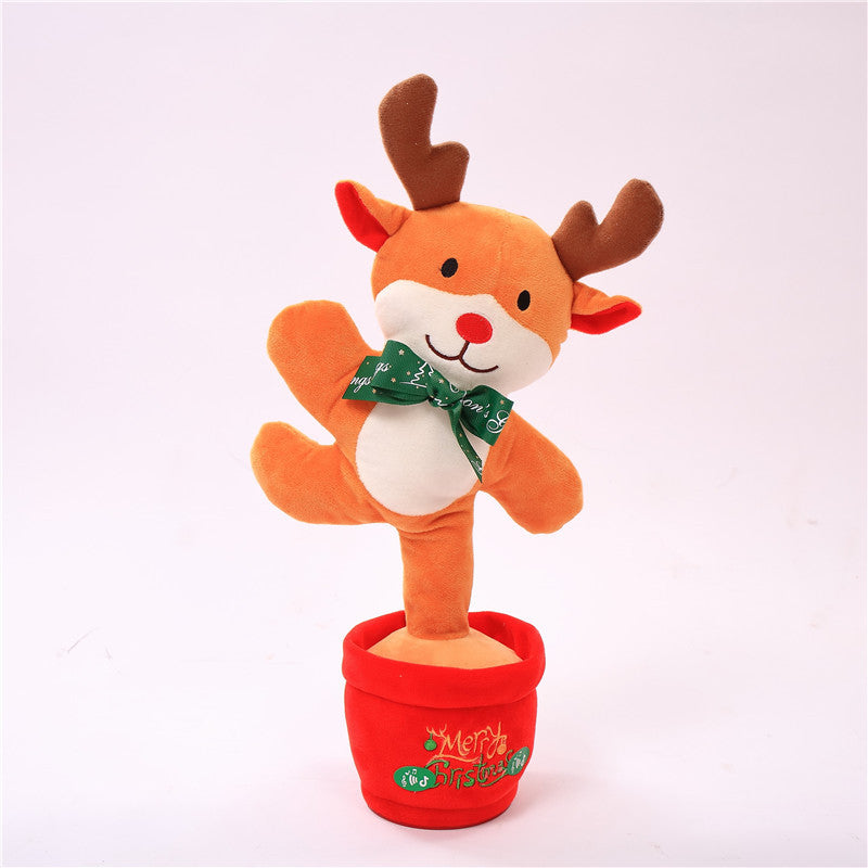 Dancing Christmas Toys Funny Tree Repeat Talking Electronic Plush Toys Can Sing Record Lighten Early Education Funny Gift Christmas