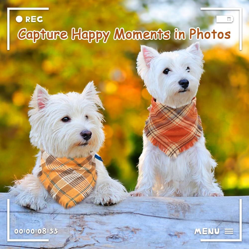 Vivifying Fall Dog Bandana With Tassels Edges Classic Plaid Triangle Dog Apparel Accessories Unny Dog Scarf Costume For Thanksgiving Photo Prop And Party Decor