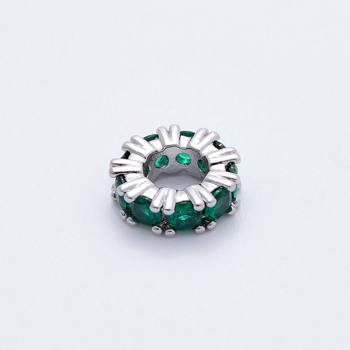 11mm Birthstone Micro Paved CZ Personalized Rondelle Spacer Set | Beads-00052 ~ Beads-00063