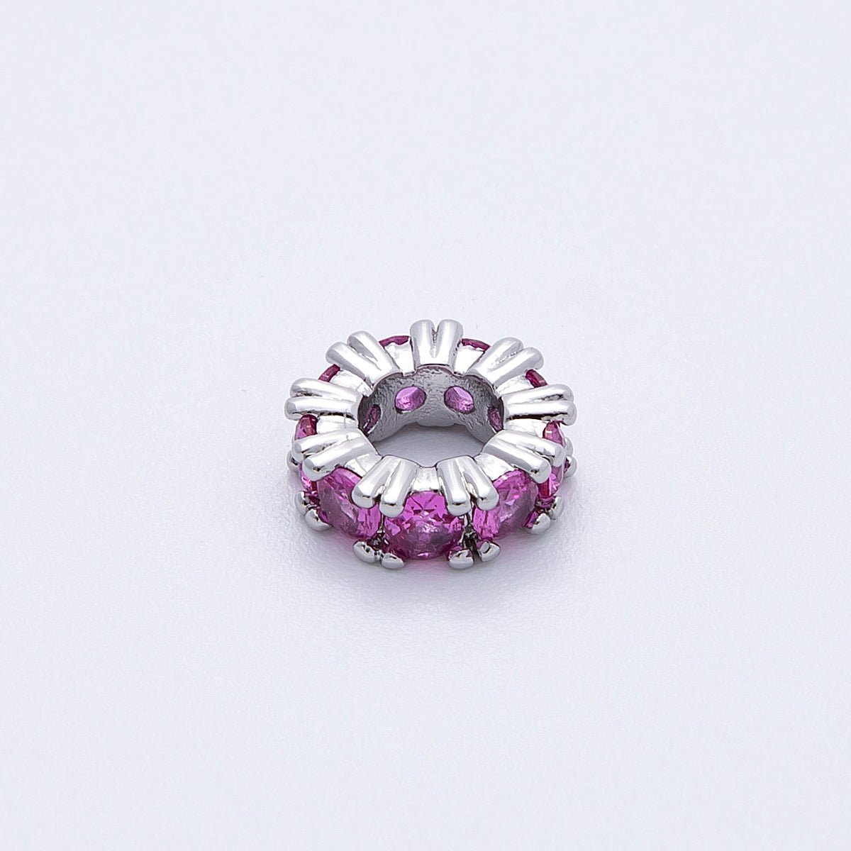 11mm Birthstone Micro Paved CZ Personalized Rondelle Spacer Set | Beads-00052 ~ Beads-00063