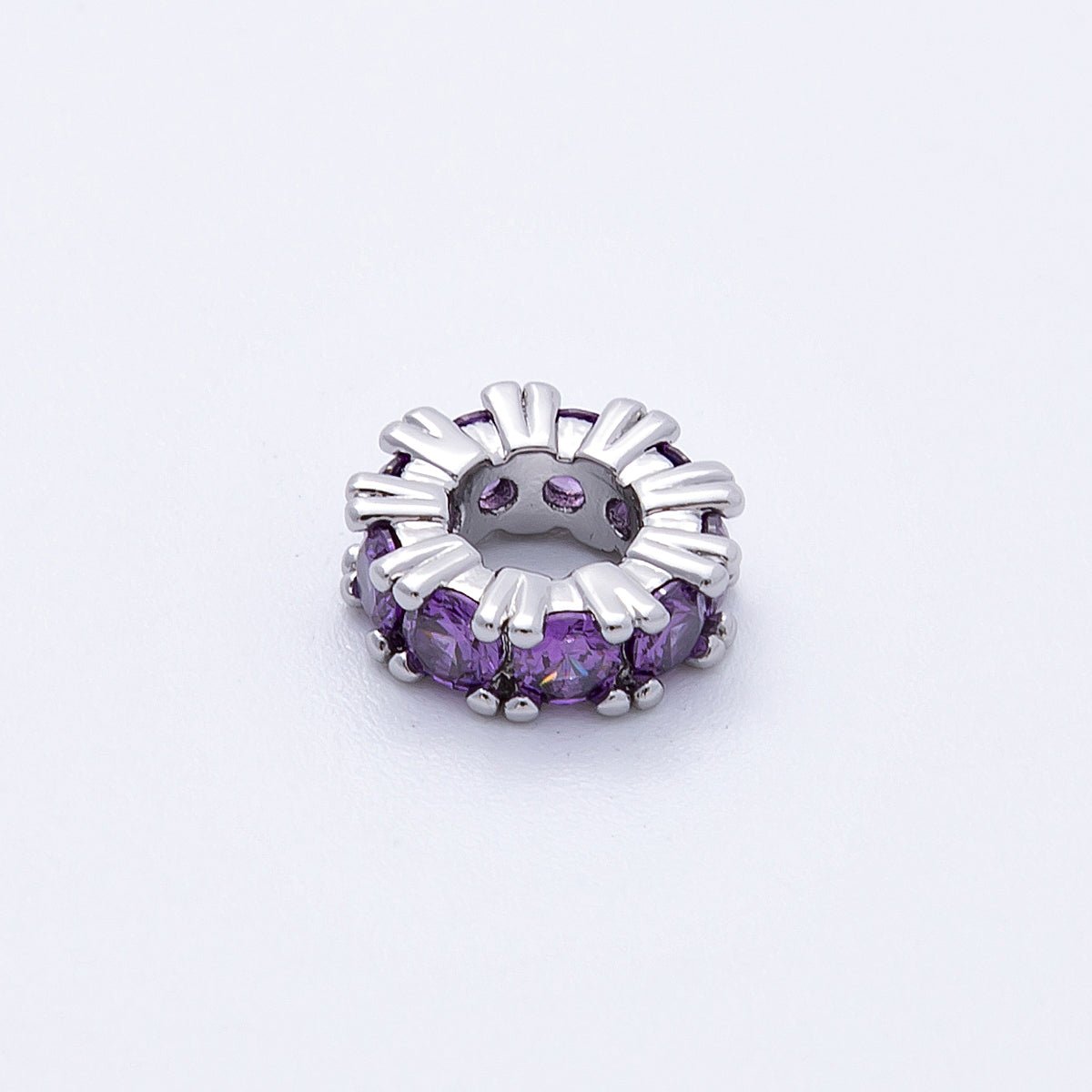 11mm Birthstone Micro Paved CZ Personalized Rondelle Spacer Set | Beads-00052 ~ Beads-00063