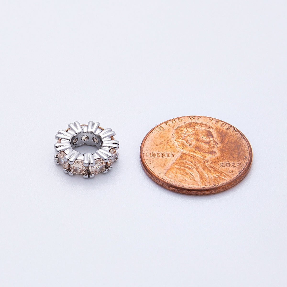 11mm Birthstone Micro Paved CZ Personalized Rondelle Spacer Set | Beads-00052 ~ Beads-00063