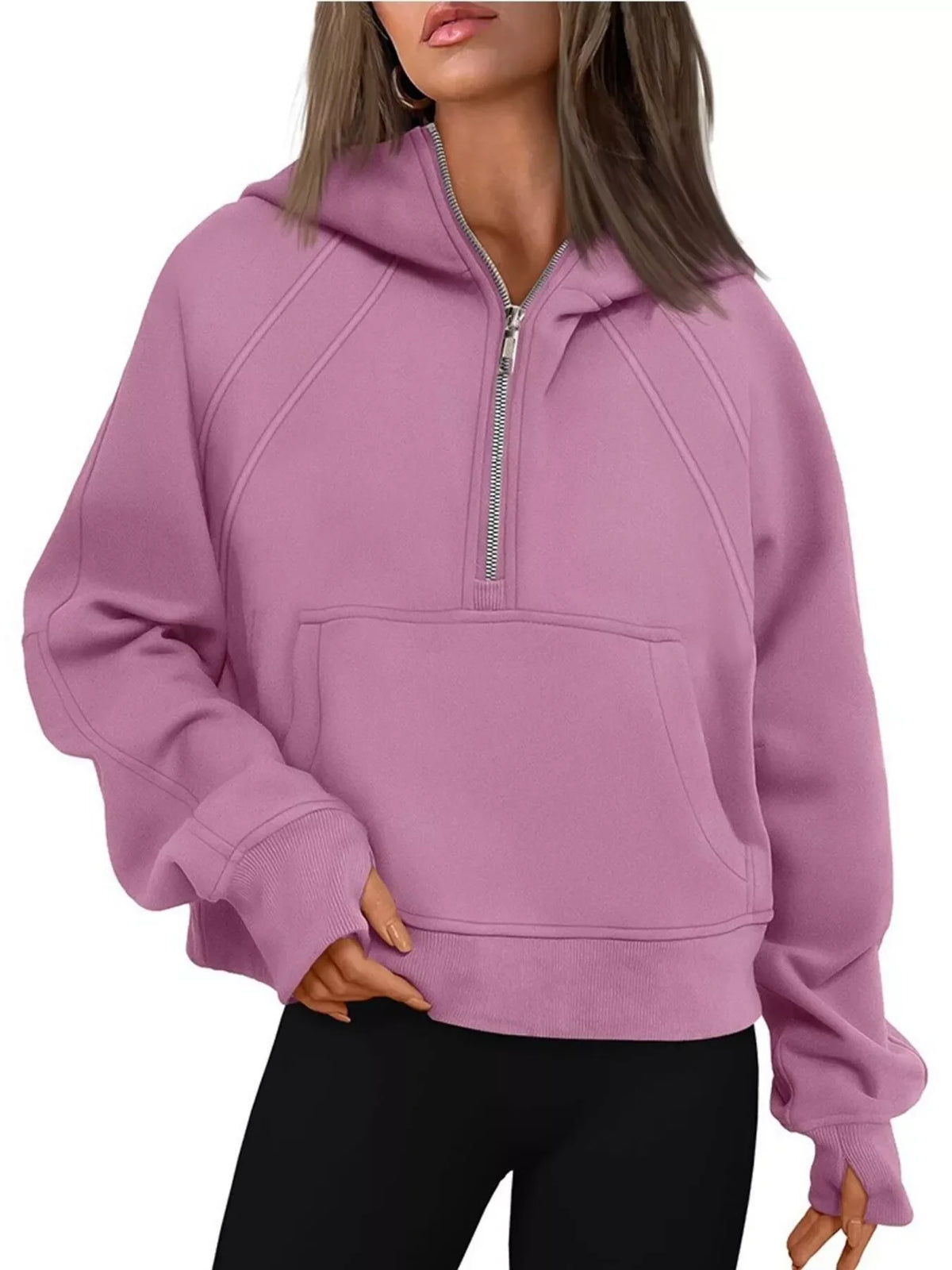 Half Zip Raglan Sleeve Hoodie