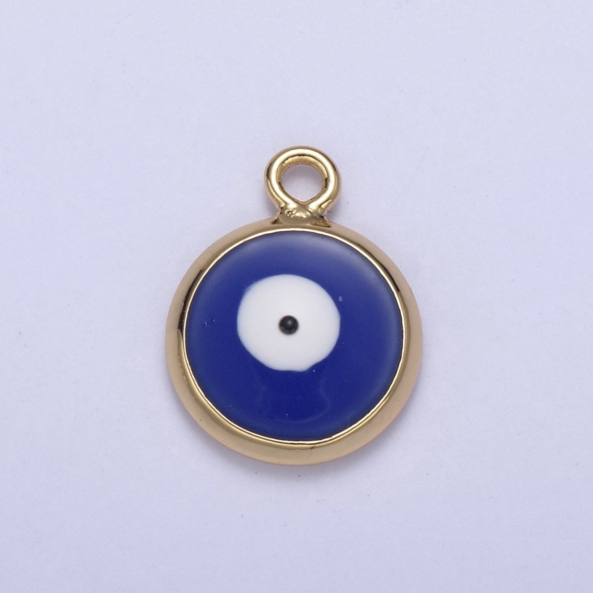 13.2x10mm Gold Enamel Evil Eyes Charm, Mini Round Evil Eye Charm, Pendants for Necklace, Bracelet Earring Anklet Component N-930 - N-935